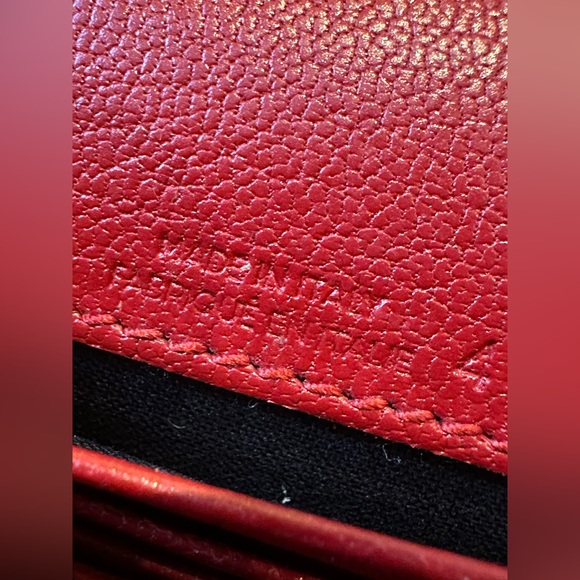Balenciaga Red Lambskin Leather Metallic Edge Wallet On Chain Bag - Picture 11 of 14